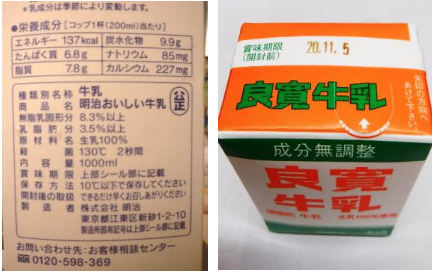 原料や賞味期限