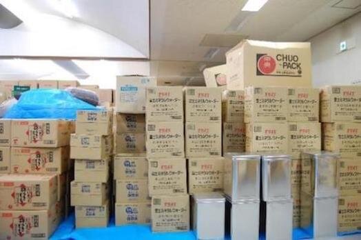 柏崎市で保管している緊急物資の様子