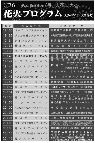 海の大花火大会プログラム